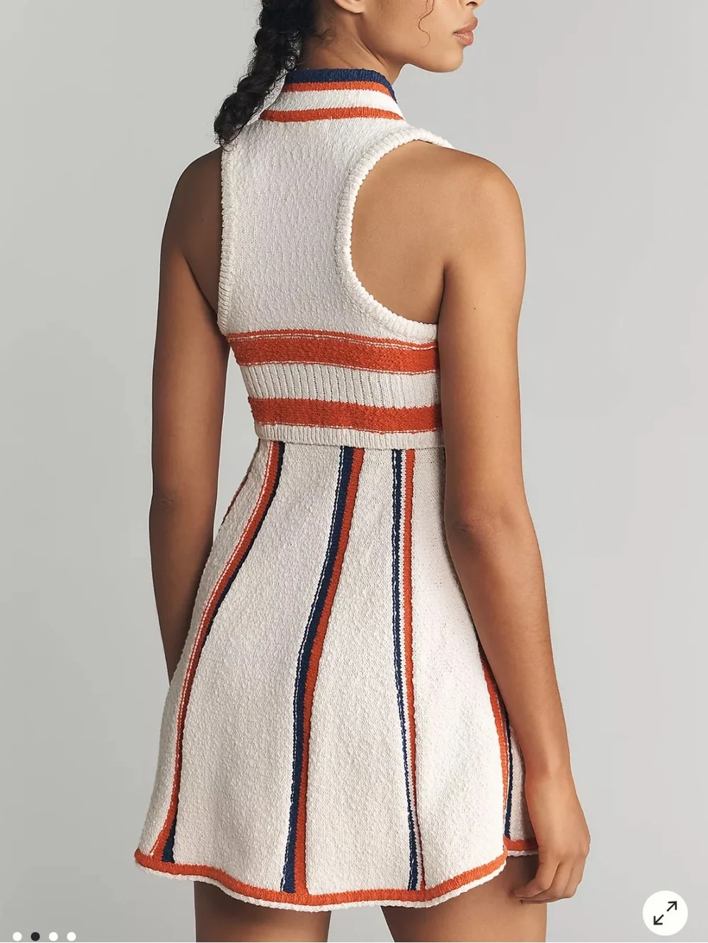 Anthropologie White and Orange Striped Sleeveless Tennis Dress - Picture 2 of 6